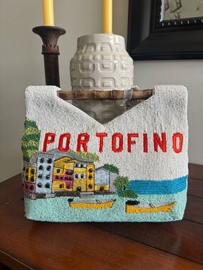 Portofino Beaded Handbag with Coastal Motif-handmade